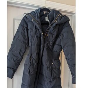 Cole Haan Signature Women's Navy Down Feather Blend Puffer Coat Hooded XS